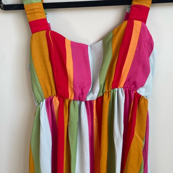 NWT Show Me Your Mumu Fling Midi Dress in getaway stripe. Rainbow colored - Picture 6 of 11